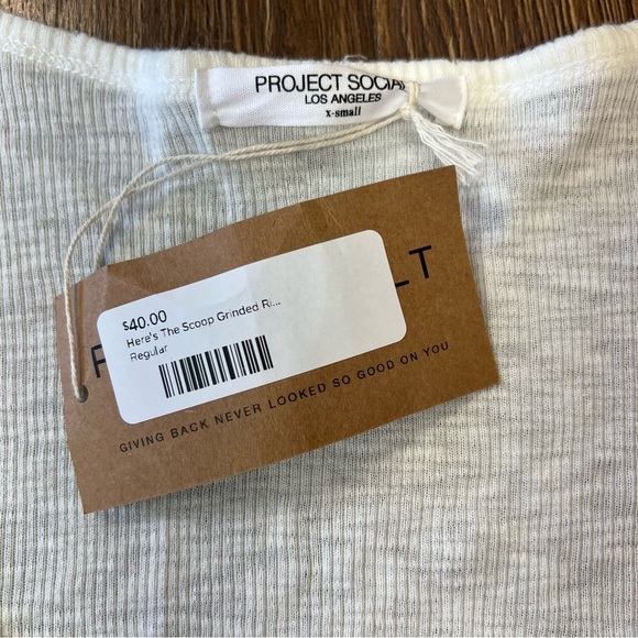 Project social T Here's the Scoop Rib Tee Vintage White SZ XS - Picture 4 of 5